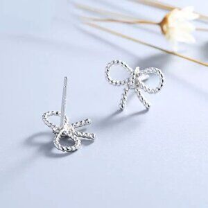 Sterling Silver 925 Bow Stud Earrings
